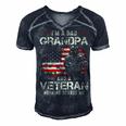 Grandpa For Men Fathers Day Im A Dad Grandpa Veteran Men's Short Sleeve V-neck 3D Print Retro Tshirt Navy Blue