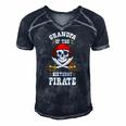 Grandpa Of The Birthday Pirate Themed Matching Bday Party Men's Short Sleeve V-neck 3D Print Retro Tshirt Navy Blue