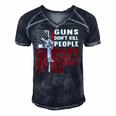 Guns Dont Kill People Dads With Pretty Daughters Humor Dad Men's Short Sleeve V-neck 3D Print Retro Tshirt Navy Blue