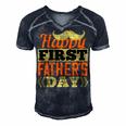 Happy First Fathers Day Dad T-Shirt Men's Short Sleeve V-neck 3D Print Retro Tshirt Navy Blue