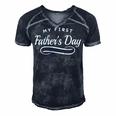 Happy First Fathers Day - New Dad Gift Men's Short Sleeve V-neck 3D Print Retro Tshirt Navy Blue