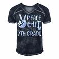 Happy Last Day Of School Retro Peace Out 7Th Grade Men's Short Sleeve V-neck 3D Print Retro Tshirt Navy Blue