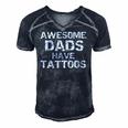 Hipster Fathers Day Gift For Men Awesome Dads Have Tattoos Men's Short Sleeve V-neck 3D Print Retro Tshirt Navy Blue