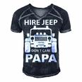 Hirejeep Dont Care Papa T-Shirt Fathers Day Gift Men's Short Sleeve V-neck 3D Print Retro Tshirt Navy Blue