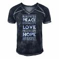 Human Kindness Peace Equality Love Inclusion Diversity Men's Short Sleeve V-neck 3D Print Retro Tshirt Navy Blue