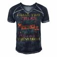 I Have Two Titles Dad And Papa And I Rock Papa T-Shirt Fathers Day Gift Men's Short Sleeve V-neck 3D Print Retro Tshirt Navy Blue