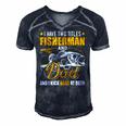 I Have Two Titles Fisherman Dad Bass Fishing Fathers Day Men's Short Sleeve V-neck 3D Print Retro Tshirt Navy Blue