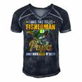 I Have Two Titles Fisherman Papa Bass Fishing Fathers Day Men's Short Sleeve V-neck 3D Print Retro Tshirt Navy Blue