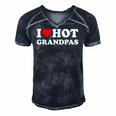 I Heart Hot Grandpas I Love Hot Grandpas Men's Short Sleeve V-neck 3D Print Retro Tshirt Navy Blue