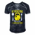 I Like Exercise Because I Love Eating Gym Workout Fitness Men's Short Sleeve V-neck 3D Print Retro Tshirt Navy Blue