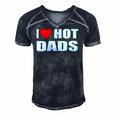 I Love Hot Dads I Heart Hot Dad Love Hot Dads Fathers Day Men's Short Sleeve V-neck 3D Print Retro Tshirt Navy Blue