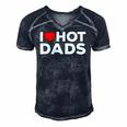 I Love Hot Dads Red Heart Funny Men's Short Sleeve V-neck 3D Print Retro Tshirt Navy Blue