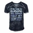 If You Think Im Awesome You Should Meet My Father-In-Law Men's Short Sleeve V-neck 3D Print Retro Tshirt Navy Blue