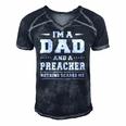 Im A Dad And A Preacher Nothing Scares Me Men Men's Short Sleeve V-neck 3D Print Retro Tshirt Navy Blue