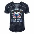 Im Drinking For Two This Year Pregnancy 4Th Of July Men's Short Sleeve V-neck 3D Print Retro Tshirt Navy Blue