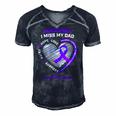 In Memory Dad Purple Alzheimers Awareness Men's Short Sleeve V-neck 3D Print Retro Tshirt Navy Blue