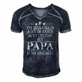 Ive Been Called A Lot Of Names In My Lifetime But Papa Is My Favorite Popular Gift Men's Short Sleeve V-neck 3D Print Retro Tshirt Navy Blue