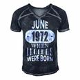 June 1972 Was When Legends Were Born 50Th Birthday Men's Short Sleeve V-neck 3D Print Retro Tshirt Navy Blue
