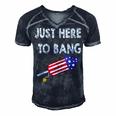 Just Here To Bang 4Th July American Flag - Independence Day Men's Short Sleeve V-neck 3D Print Retro Tshirt Navy Blue