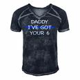 Kids Daddy Ive Got Your 6 Thin Blue Line Cute Men's Short Sleeve V-neck 3D Print Retro Tshirt Navy Blue