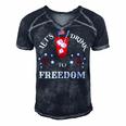 Lets Drink To Freedom Firework Patriotic 4Th Of July Men's Short Sleeve V-neck 3D Print Retro Tshirt Navy Blue