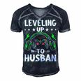 Leveling Up To Husban Husband Video Gamer Gaming Men's Short Sleeve V-neck 3D Print Retro Tshirt Navy Blue