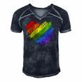 Lgbt Gay Pride Flag Gay Pride 2022 Heart Lgbt Men's Short Sleeve V-neck 3D Print Retro Tshirt Navy Blue