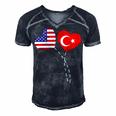 Loving Usa Turkey Flag Heart Turkish 13 Shirt Men's Short Sleeve V-neck 3D Print Retro Tshirt Navy Blue