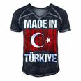 Made In Turkey Flag Turkish 8 Shirt Men's Short Sleeve V-neck 3D Print Retro Tshirt Navy Blue