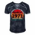 March 1971 50 Years Old Retro Vintage 50Th Birthday Men's Short Sleeve V-neck 3D Print Retro Tshirt Navy Blue