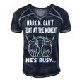 Mark M Cant Text At The Moment Hes Busy Men's Short Sleeve V-neck 3D Print Retro Tshirt Navy Blue