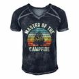 Master Of The Campfire Camping Vintage Camper Men's Short Sleeve V-neck 3D Print Retro Tshirt Navy Blue