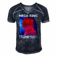 Mega King Usa Flag Proud Ultra Maga Trump 2024 Anti Biden Men's Short Sleeve V-neck 3D Print Retro Tshirt Navy Blue