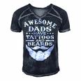 Mens Awesome Dads Have Tattoos And Beards Fathers Day V3 Men's Short Sleeve V-neck 3D Print Retro Tshirt Navy Blue