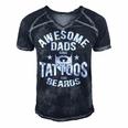 Mens Awesome Dads Have Tattoos And Beards Tattooist Lover Gift V2 Men's Short Sleeve V-neck 3D Print Retro Tshirt Navy Blue