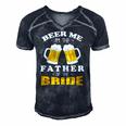 Mens Beer Me Im The Father Of The Bride Men's Short Sleeve V-neck 3D Print Retro Tshirt Navy Blue