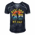 Mens Best Dad By Par Golfing Fathers Day Golf Lover Men's Short Sleeve V-neck 3D Print Retro Tshirt Navy Blue