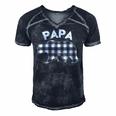 Mens Black And White Buffalo Plaid Papa Bear Christmas Pajama Men's Short Sleeve V-neck 3D Print Retro Tshirt Navy Blue