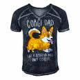 Mens Corgi Dad Like A Regular Dad Only Cooler - Funny Corgi Men's Short Sleeve V-neck 3D Print Retro Tshirt Navy Blue