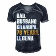 Mens Dad Husband Grandpa 70 Years Legend Birthday 70 Years Old Men's Short Sleeve V-neck 3D Print Retro Tshirt Navy Blue