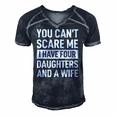Mens Father You Cant Scare Me I Have Four Daughters And A Wife Men's Short Sleeve V-neck 3D Print Retro Tshirt Navy Blue