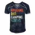 Mens Funny Camper Husband Dad Camping Legend Vintage Fathers Day Men's Short Sleeve V-neck 3D Print Retro Tshirt Navy Blue