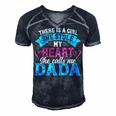 Mens Funny Fathers Day Shirt A Girl She Calls Me Dada Grandpa 7 Shirt Men's Short Sleeve V-neck 3D Print Retro Tshirt Navy Blue