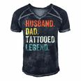 Mens Funny Tattoo Husband Dad Tattooed Legend Vintage Men's Short Sleeve V-neck 3D Print Retro Tshirt Navy Blue