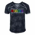 Mens Guncle Gay Uncle Lgbt Pride Flag Gift Men's Short Sleeve V-neck 3D Print Retro Tshirt Navy Blue