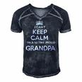Mens I Cant Keep Calm Im A 1St Time Proud Grandpa Gift Men's Short Sleeve V-neck 3D Print Retro Tshirt Navy Blue
