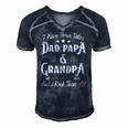 Mens I Have Three Titles Dad Papa And Grandpa Fathers Day Gift Men's Short Sleeve V-neck 3D Print Retro Tshirt Navy Blue