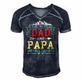 Mens I Have Two Titles Dad And Papa Funny Fathers Day Daddy Men's Short Sleeve V-neck 3D Print Retro Tshirt Navy Blue