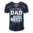Mens Im A Proud Dad Of A Freaking Awesome Nurse Daughter Father Men's Short Sleeve V-neck 3D Print Retro Tshirt Navy Blue