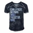 Mens Loan Officer Husband Daddy Protector Hero Fathers Day Dad Men's Short Sleeve V-neck 3D Print Retro Tshirt Navy Blue